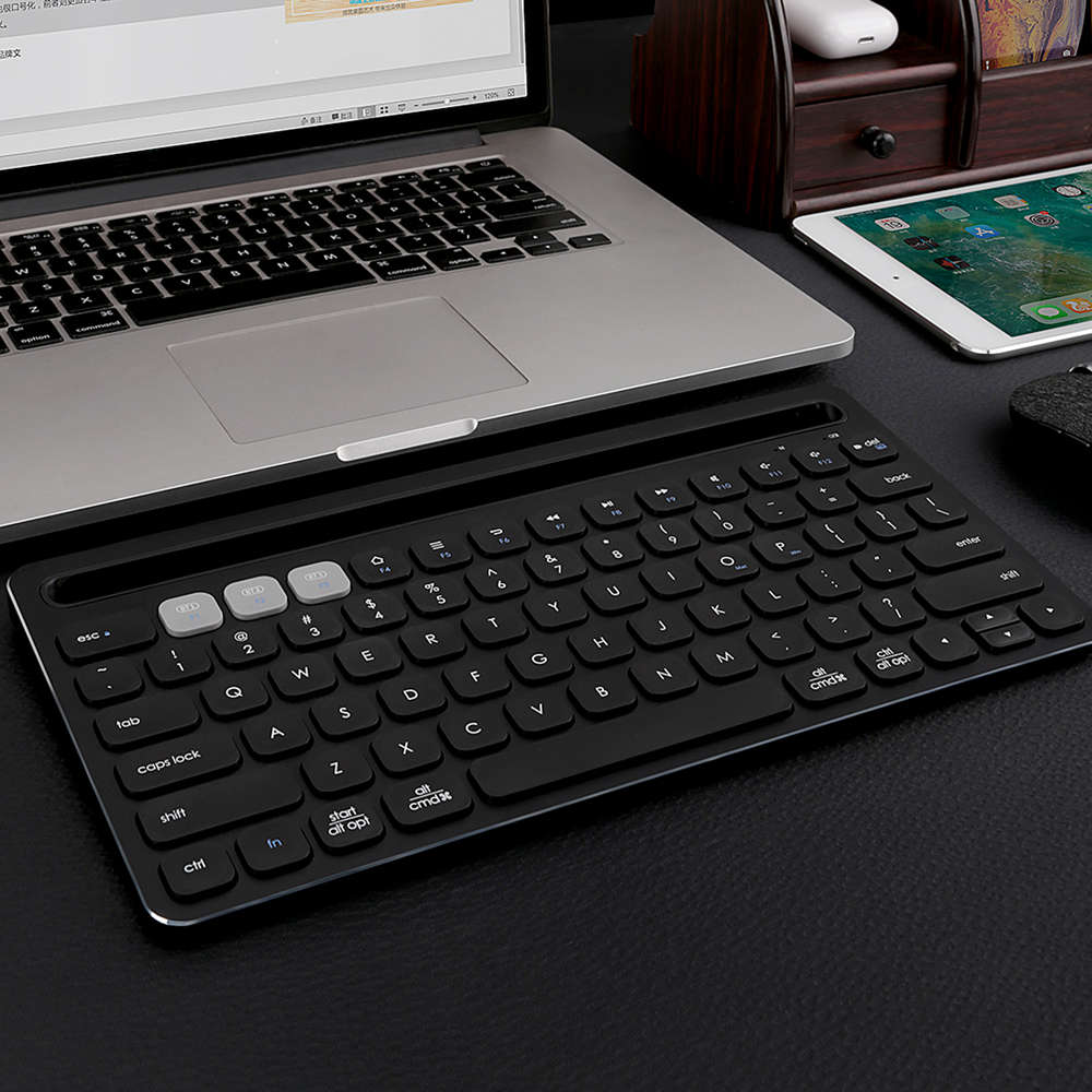 FD ik8500 Portable Wireless Bluetooth Keyboard Ultra Slim Mute Metal Panel 78 Keys - Sliver