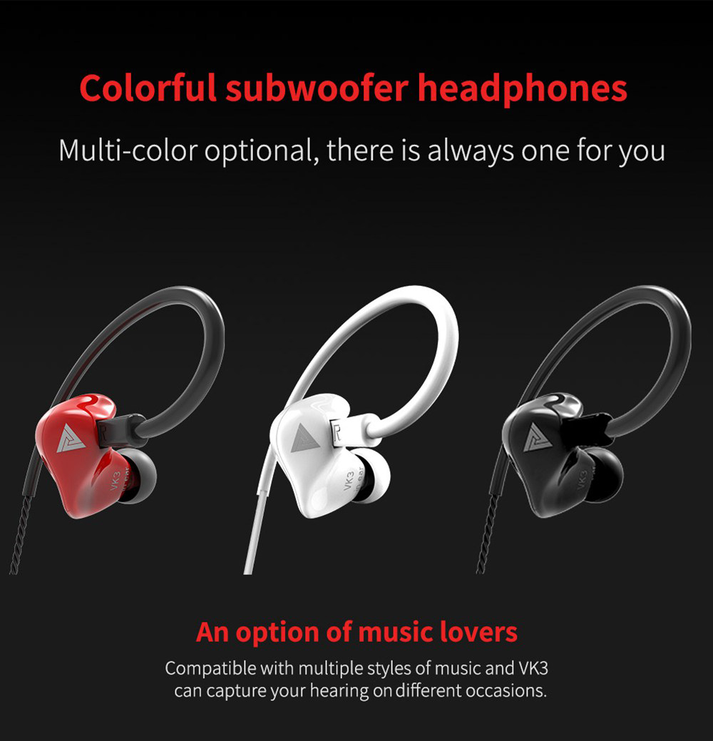 QKZ VK3 3.5mm Port Wired In-ear Earphones Bass Stereo 40KHz Hi-Res with Mic