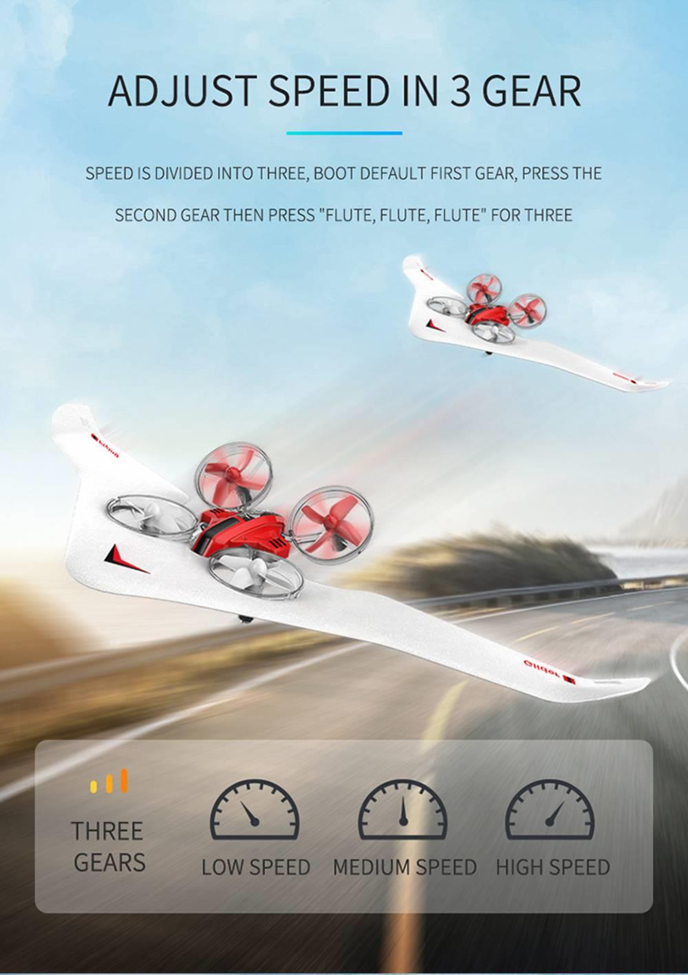 L6082 Air Genius RC Quadcopter Airplane Tiny Whoover All-In-One DIY 2.4G RC Drone For Kids Gift RTF Red - Three Batterie Version