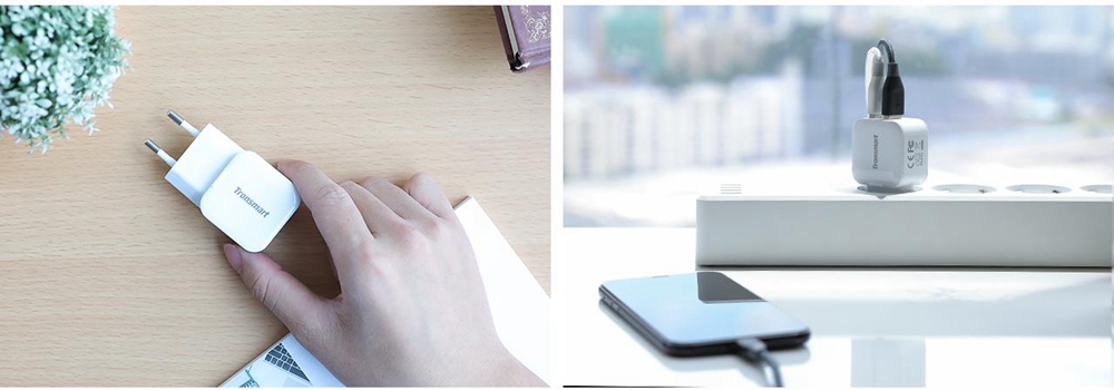 Tronsmart 2 Pack W02 Dual Port USB Wall Charger 12W VoltiQ for iPhone Xs iPad Pro Samsung - EU