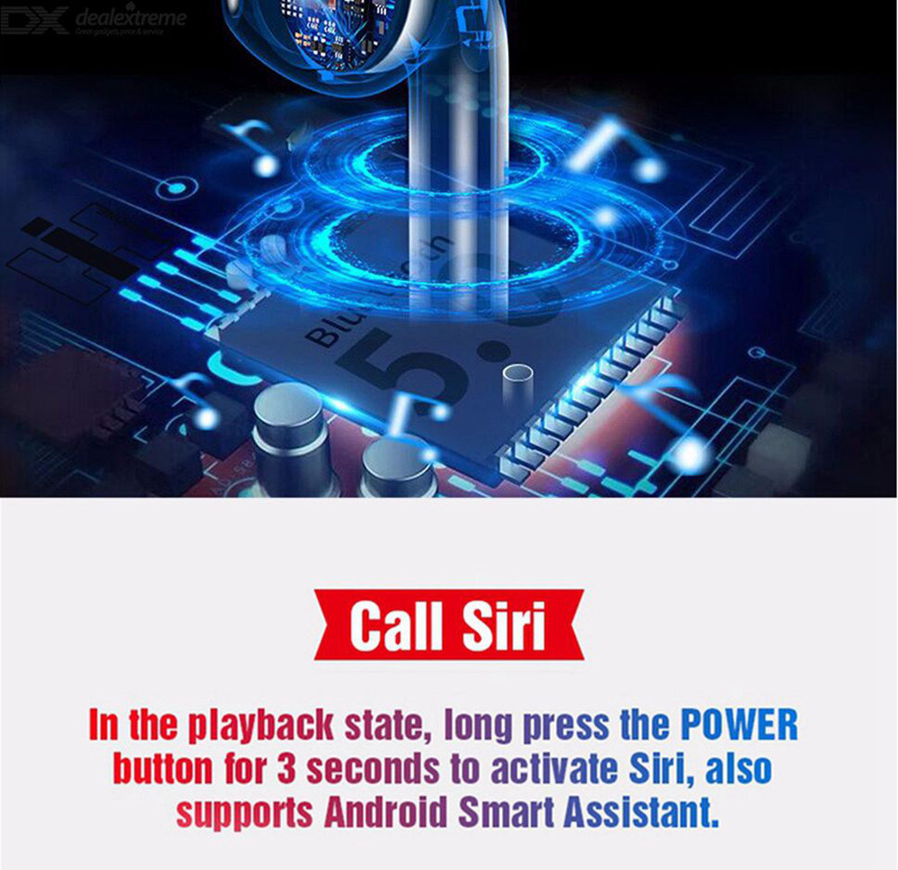 i60 TWS Bluetooth 5.0 Earphone Tap Control Auto Pairing Call Siri 350 mAh Charging Box - White