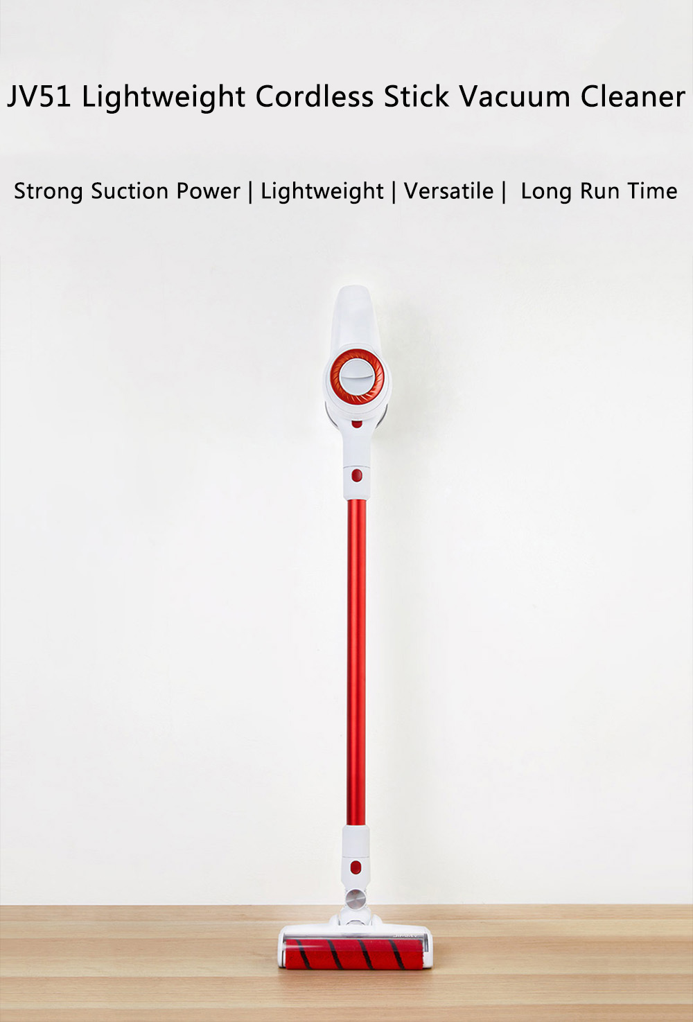 Xiaomi JIMMY JY51 Lightweight Cordless Stick Vacuum Cleaner 115AW Powerful Suction Anti-wrapped Brush Anti-mite Brush - Red