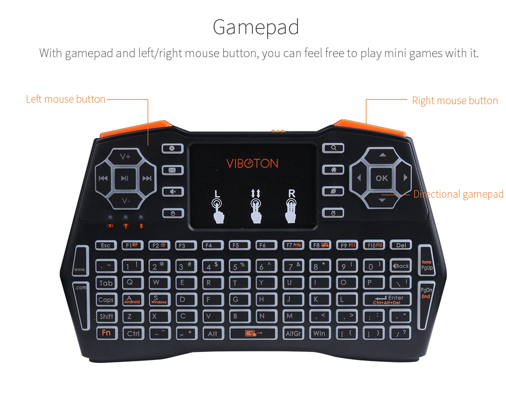 VIBOTON i8 Plus Backlight 2.4G Wireless Keyboard Air Mouse Multi-touch Pad XBOX 360 PS4 TV Box Android TV Pad PC