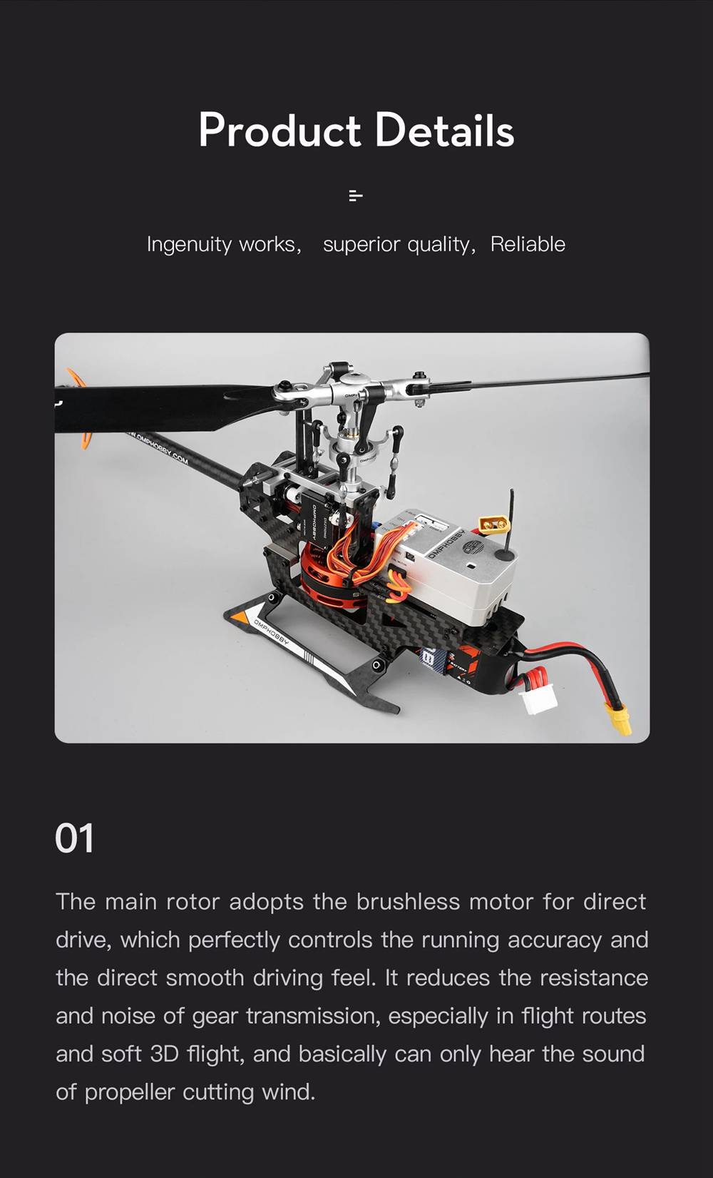 OMPHOBBY M2 400mm Dual Brushless Motor Direct Drive Violent 3D Flight RC Helicopter Model With OFS FC BNF - Orange