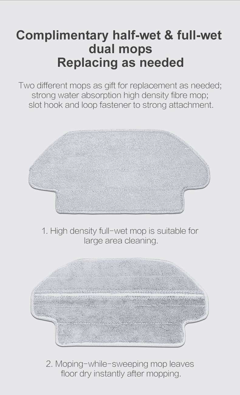 Xiaomi VIOMI V2 Robot Vacuum Cleaner 2150Pa Suction 3 Cleaning Mode LDS Sensor APP Virtual Wall Self-charging - Gray