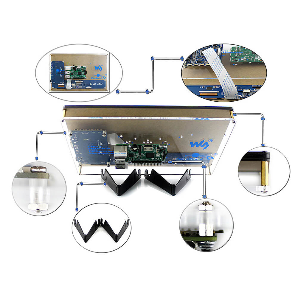 10.1 inch Capacitive Touch Screen LCD 1024x600 HDMI with Bicolor Case for Raspberry Pi/BB BLACK/PC Systems