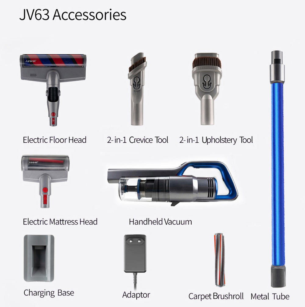 JIMMY JV63 Handheld Cordless Stick Vacuum Cleaner 130AW Suction Anti-winding Hair Mite 60 Minutes Run time - Blue