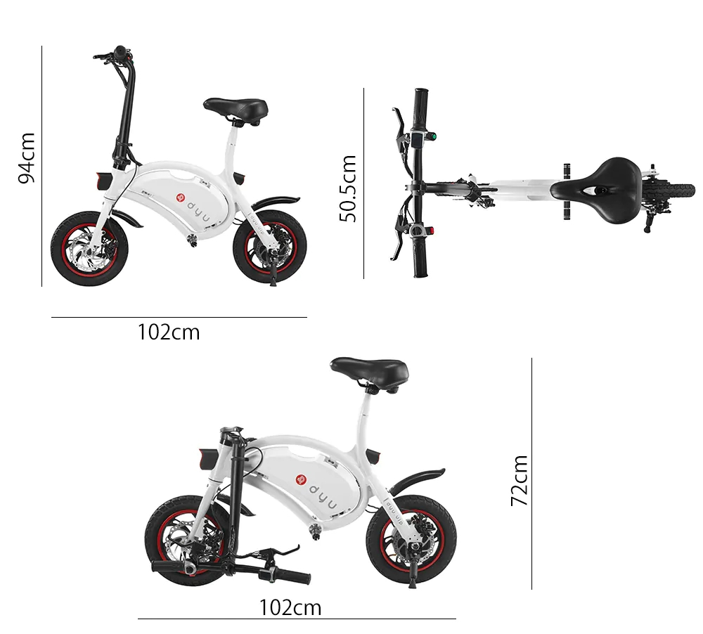 [Standard Edition] F-wheel D1 DYU Electric Bike Folding Design Smart Controlling 12 Inch Wheels - Black