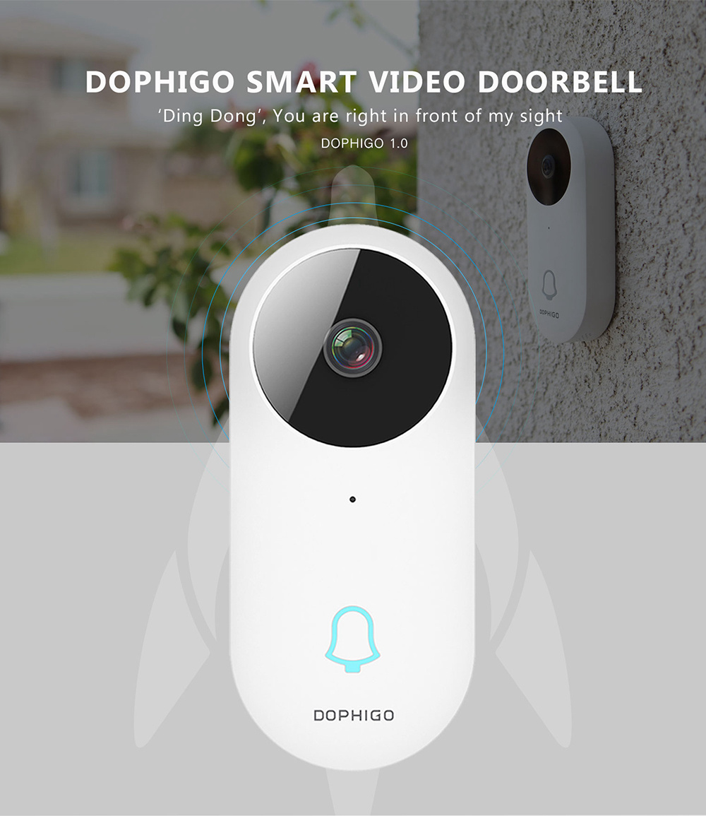Dophigo DPH-DI-200 Smart Wifi Video Doorbell Door Intercom with Indoor Chime Water Resistant Two-way Audio Works With Amazon Alexa - White EU Plug
