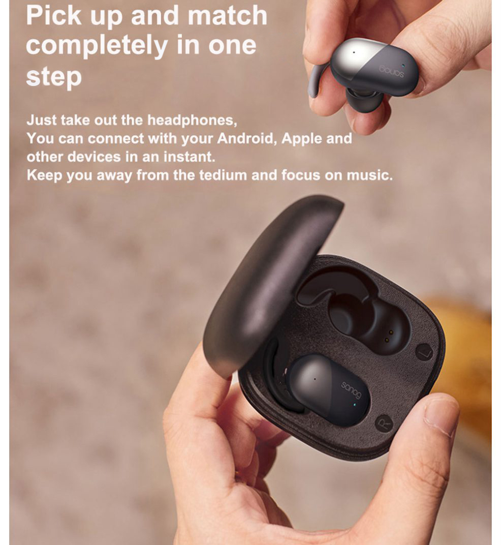 Sanag P5 Bluetooth 5.0 TWS Earbuds Binaural Call Fingertips Control Siri Google Assistant 500mAh Charging Case IP5 with Mic - Rose Gold