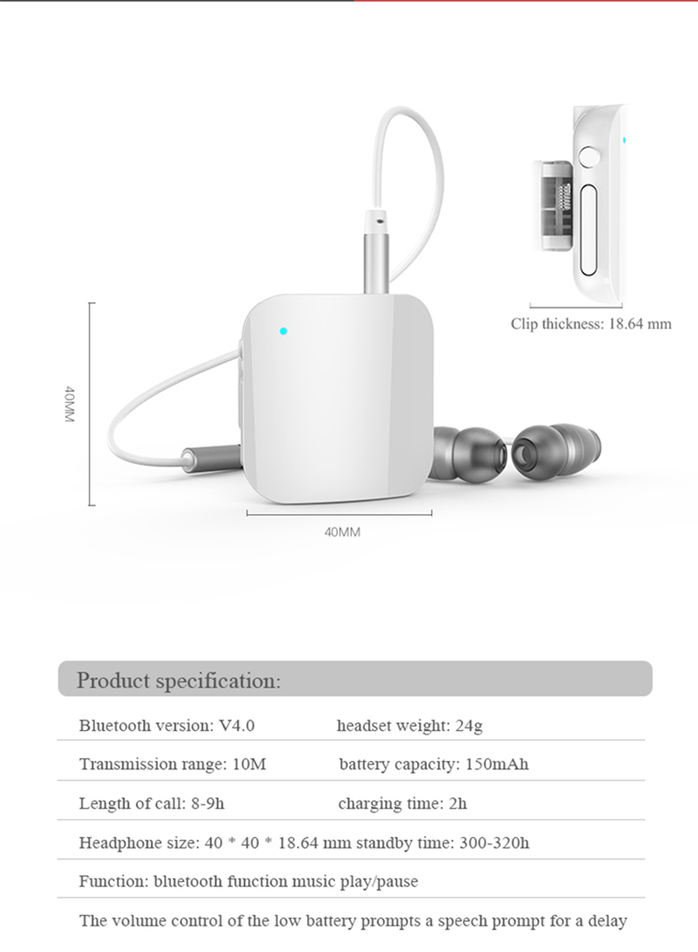 L8 Bluetooth Earphone 150mAh Battery-Black