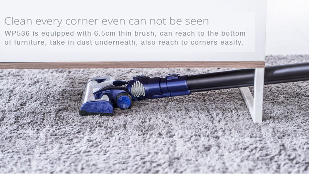 PUPPYOO WP536 Cordless Stick Lightweight Vacuum Cleaner 9Kpa Powerful Suction 2 In 1 Vacuum - Blue