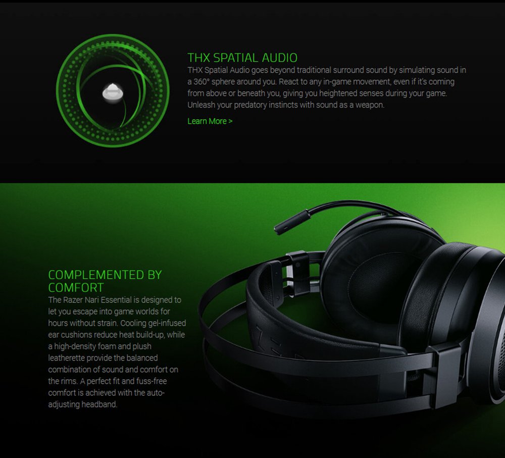 razer nari essential thx spatial audio wireless gaming headset