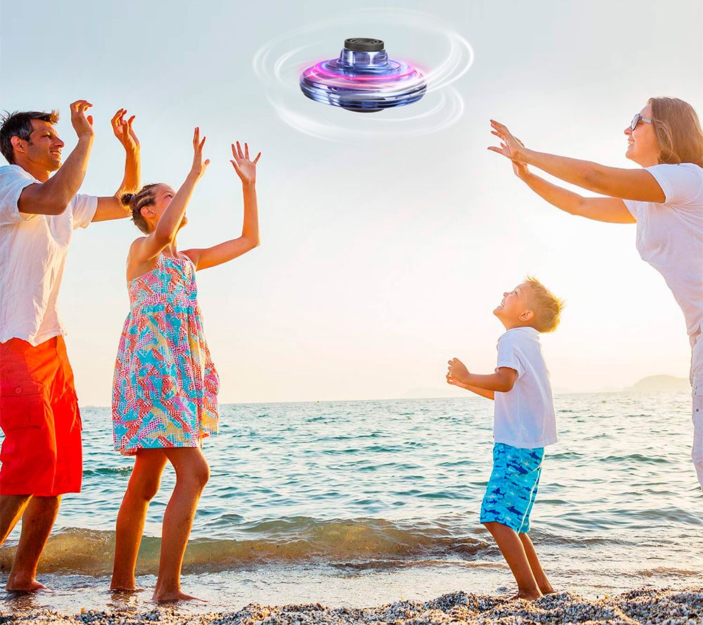 FlyNova Tricked-Out Flying Spinner Toys USB Charging With 360 Degree Rotating And Shinning RGB LED Lights - Black