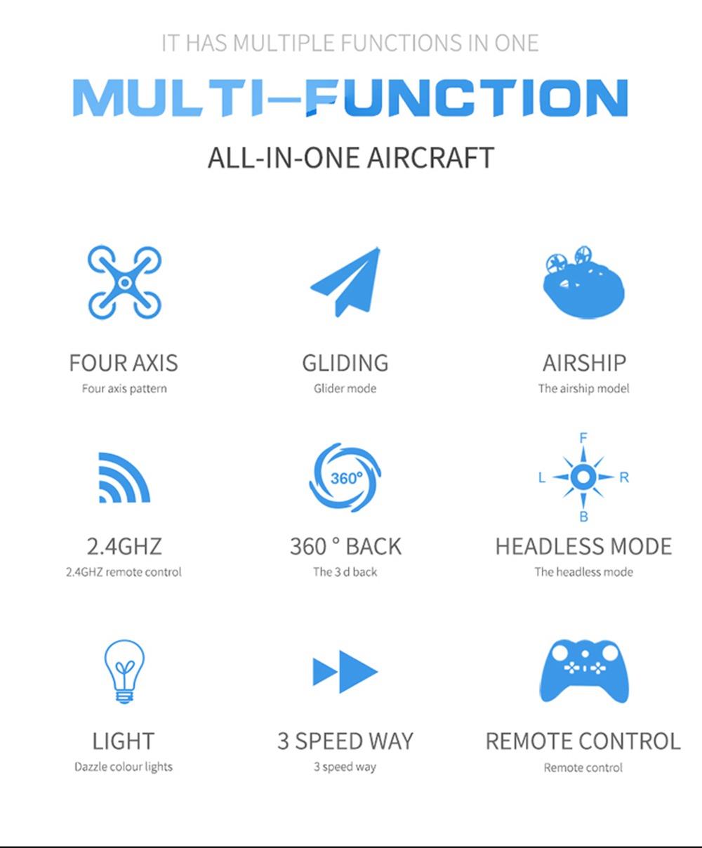 L6082 Air Genius RC Quadcopter Airplane Tiny Whoover All-In-One DIY 2.4G RC Drone For Kids Gift RTF Red - Three Batterie Version
