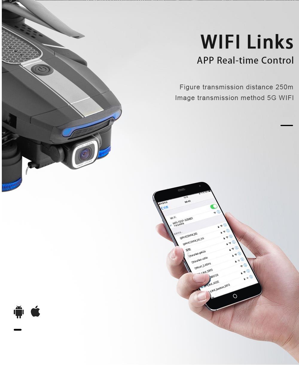 JDRC JD-22S 4K 5G WIFI FPV Foldable GPS RC Drone With Adjustable UHD Camera 16mins Flight Time Follow Me Mode RTF - Two Batteries With Bag