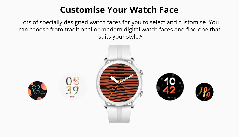 HUAWEI WATCH GT Elegant Sports Smartwatch 1.2 Inch AMOLED Colorful Screen Heart Rate Monitor Built-in GPS - White