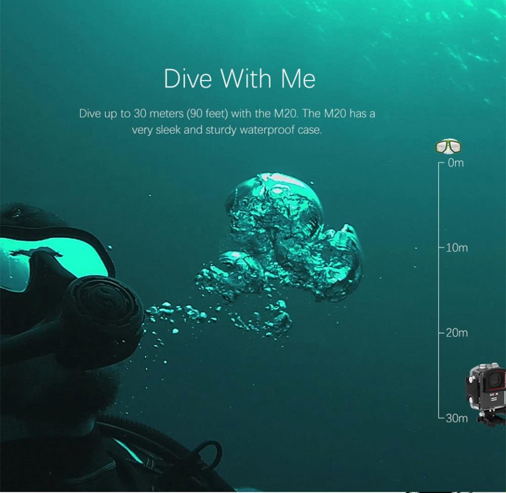 SJCAM M20 WiFi Action Camera 16MP Sony IMX206 Sensor 166 Degree Angle Len Gyro Stabilization With Waterproof Case - Blue