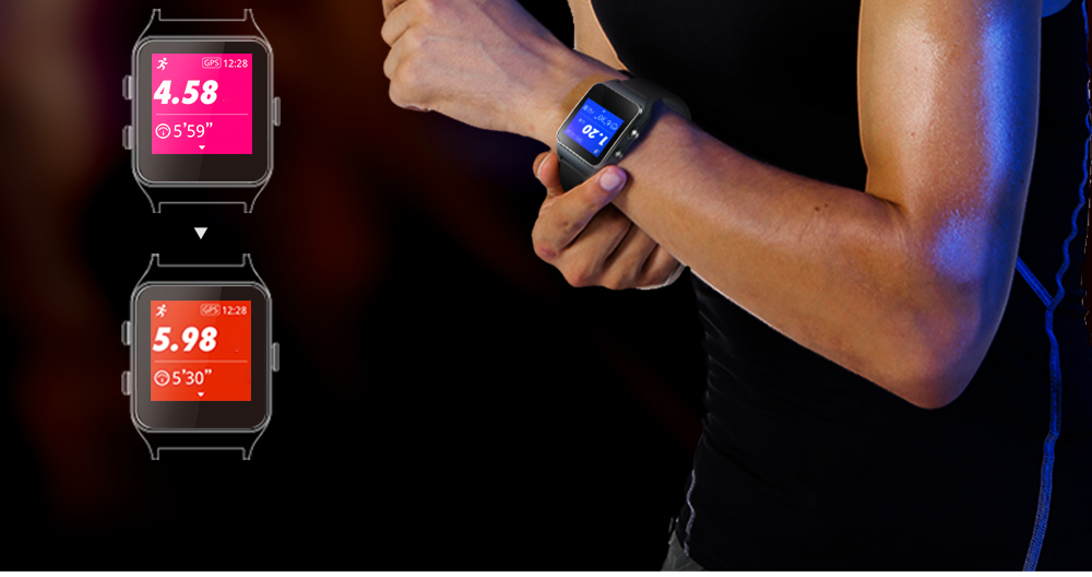 Makibes BR3 Smart Watch Support Strava 1.3 Inch IPS Color Touchscreen Built-in GPS Multi-sports Modes Heart Rate Monitor IP68 Waterproof Fitness Tracker - Gray