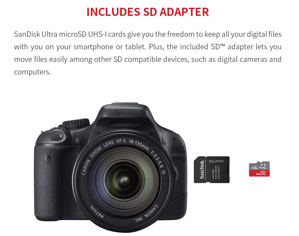 SanDisk SQUNC Ultra High-Speed 100MB/S MicroSD UHS-I Card 256GB Red+Grey