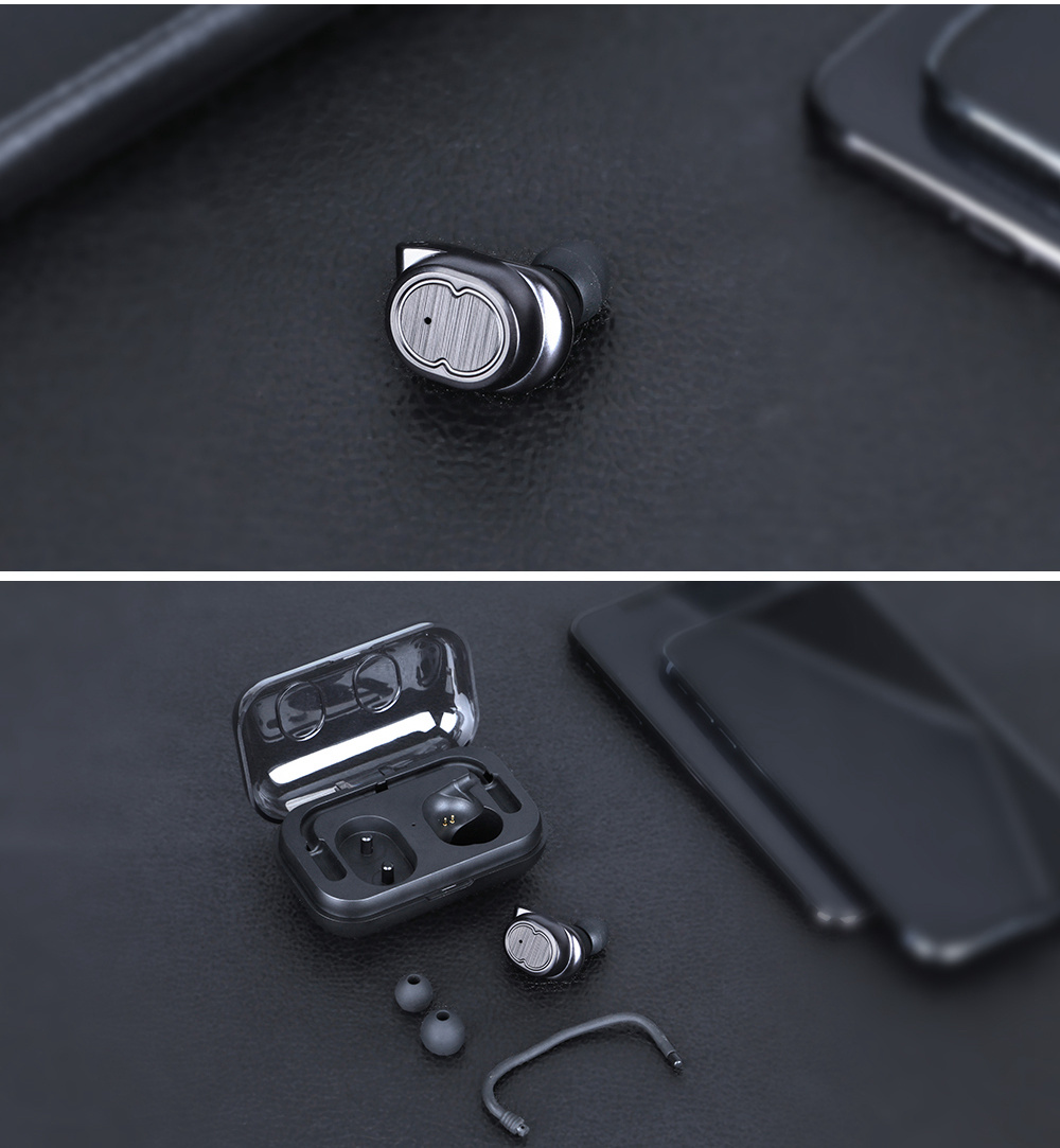 TWS-8 Bluetooth 5.0 Earbuds with Mic IPX4 Water Resistant - Black