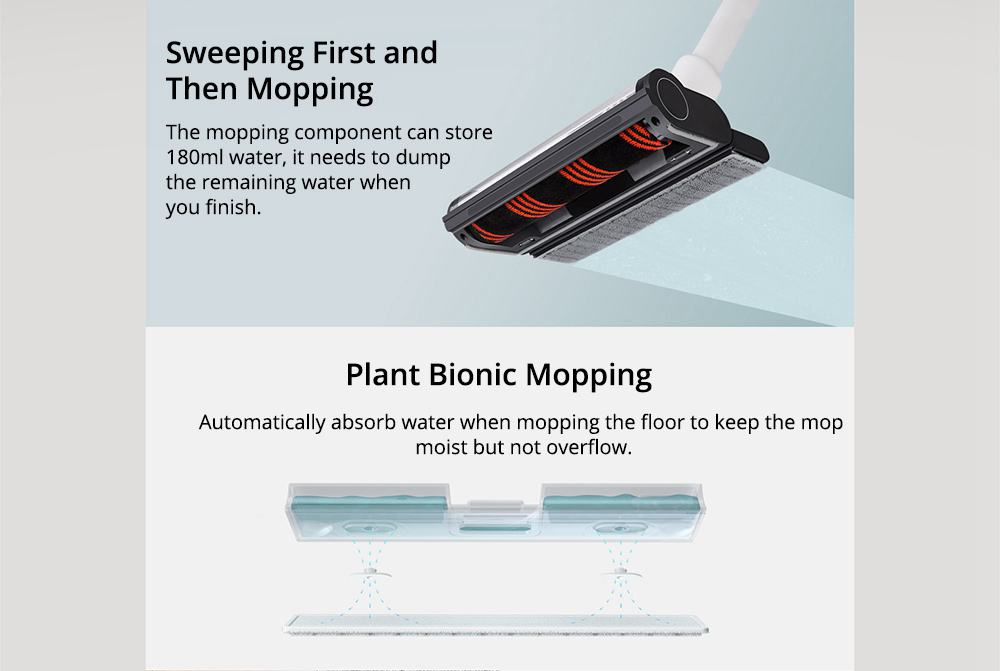 Xiaomi Roidmi NEX Handheld Cordless Vacuum Cleaner 2 in 1 Cleaning and Mopping 23500 Pa Suction APP Control 60 Min Running Time LED Light - White