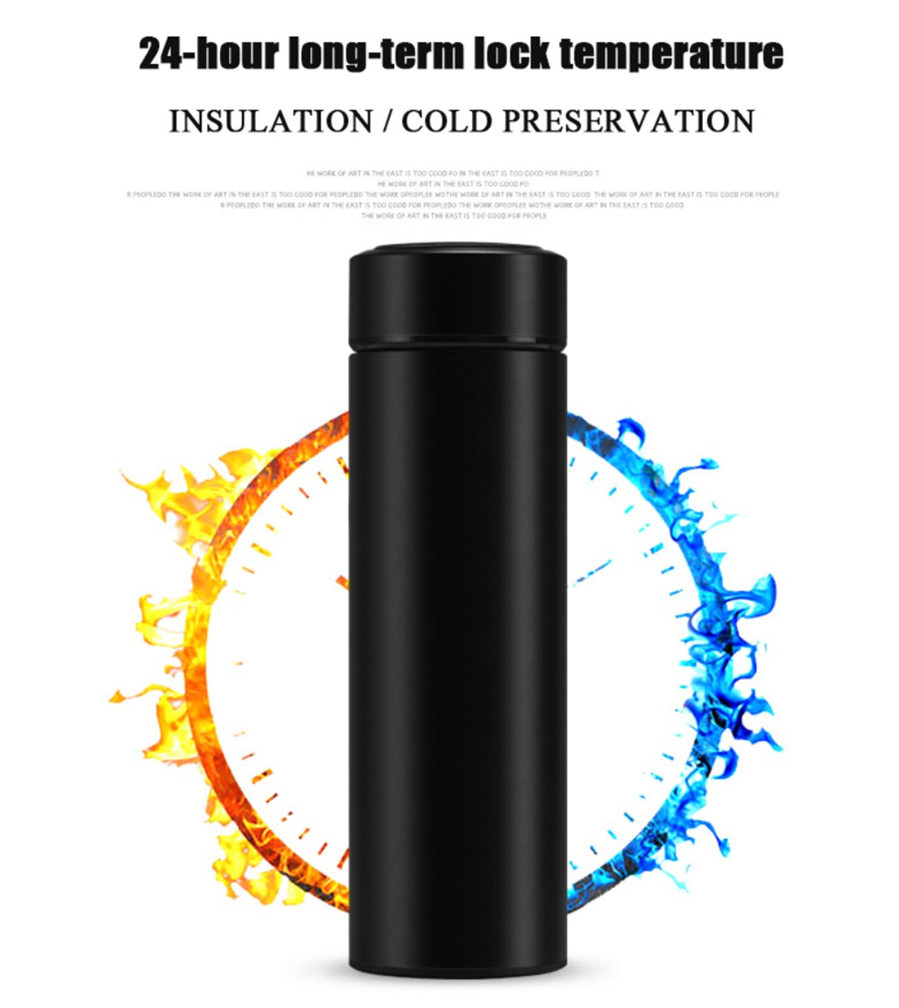 500ML Intelligent Thermos Cup Portable 304 Stainless Steel With LCD Temperature Display - Black