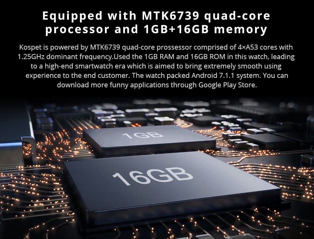 Kospet Hope Lite 4G Smartwatch Phone Android 7.1 MTK6739 Quad Core 1G RAM 16G ROM 1.39 Inch AMOLED Screen GPS WiFi Heart Rate Monitor Silicone Strap - Black