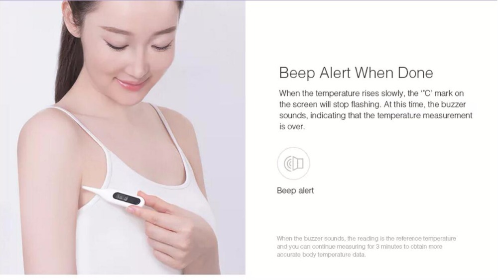 Xiaomi LCD Medical Electronic Thermometer Portable Measure Temperature of Mouth or Underarm Medical Grade - White