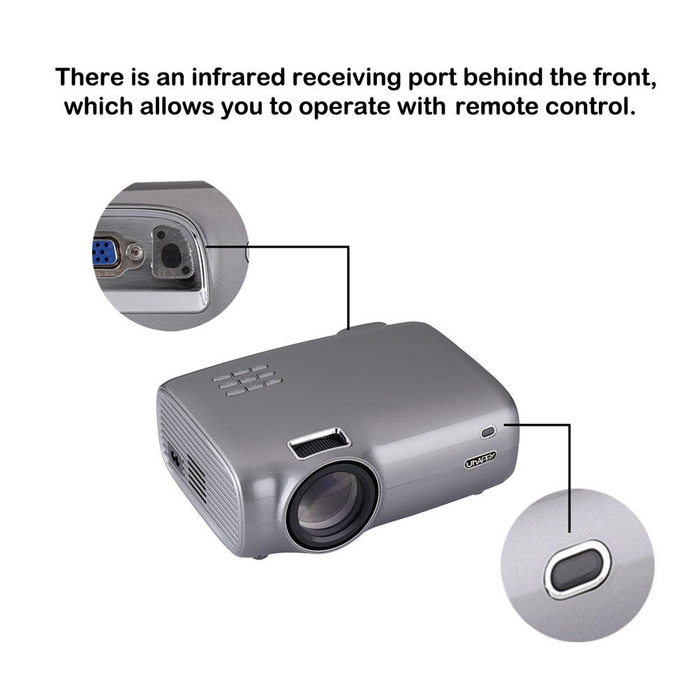 Uhappy U43 2600 Lumens 1080P LED HD Projector support AV\VGA\USB\SD\HDMI*2