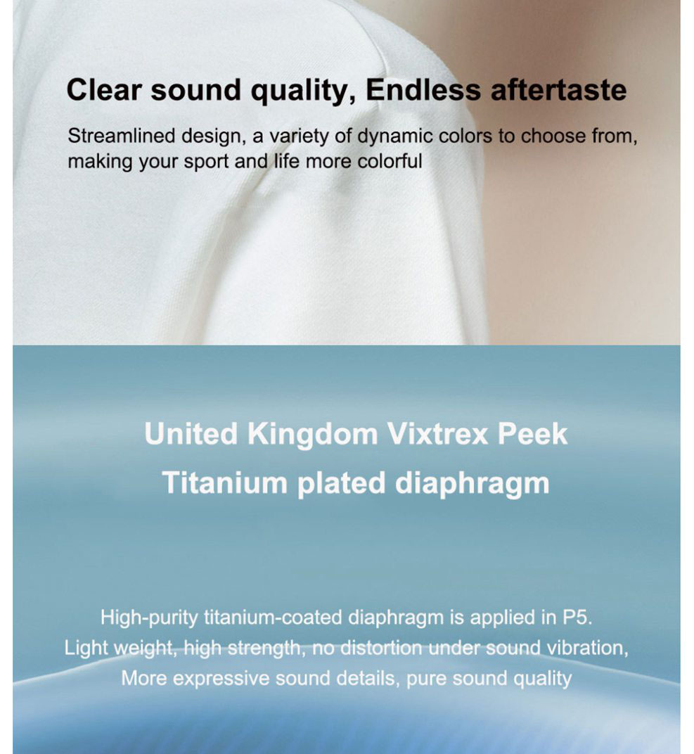 Sanag P5 Bluetooth 5.0 TWS Earbuds Binaural Call Fingertips Control Siri Google Assistant 500mAh Charging Case IP5 with Mic - Blue