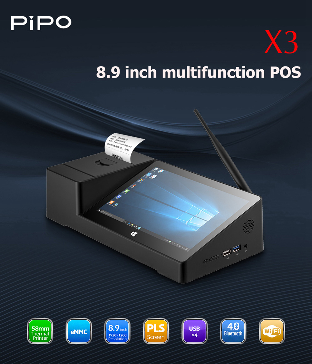 PiPO X3 8.9 Inch Dual OS Tablet PC Windows 10  Android 5.1 Z8350 2GB/32GB WiFi Bluetooth LAN USB3.0