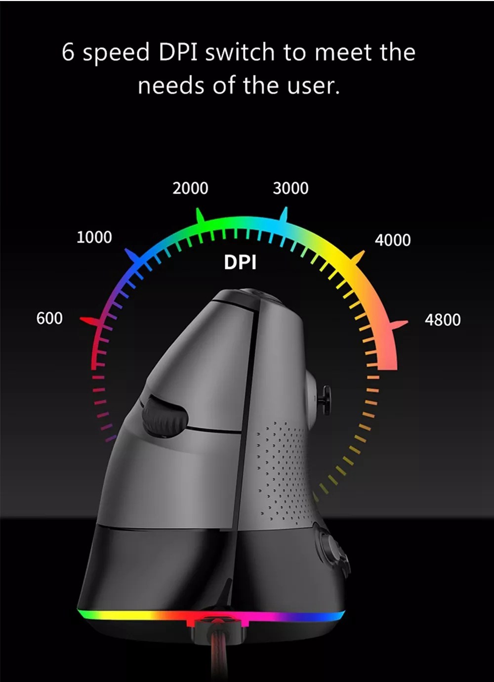 Ajazz AJ307 USB Wired Vertical Mouse Ergonomic Design 7 keys RGB Backlit 4800DPI Gaming Mouse - Pink