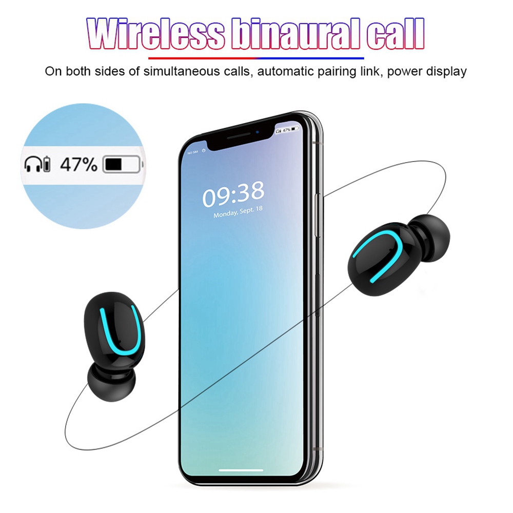 HBQ Q32 TWS Bluetooth 5.0 Earbuds Stereo IPX5 Water Resistant - Black