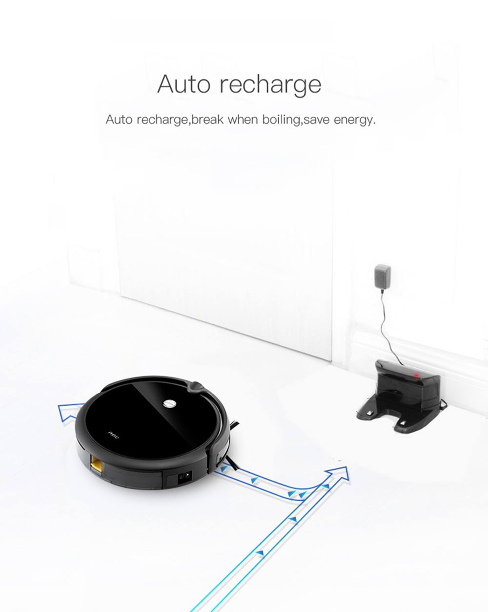 PHIYU A3S Robot Vacuum Cleaner with Camera Audio Communication APP Remote Control Gyro Sensor Auto Recharge - Black