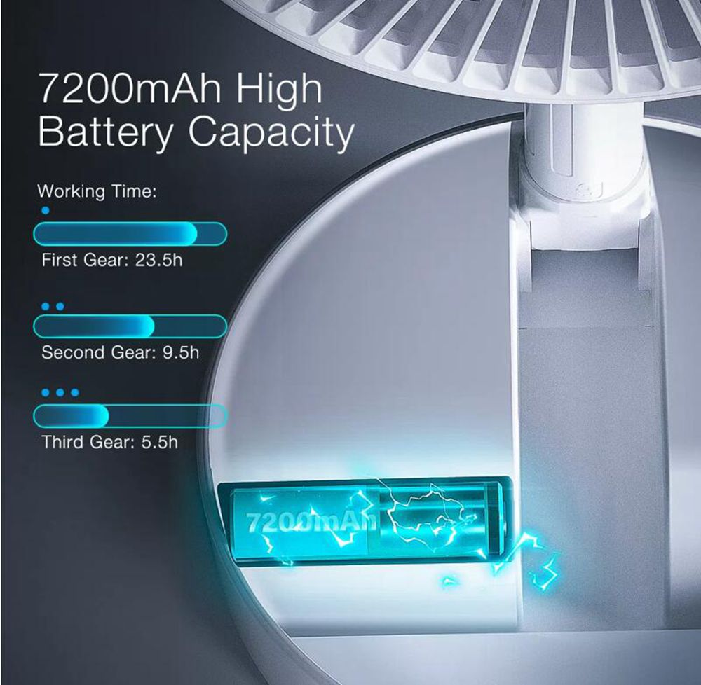 Mini Foldable Stretchable Fan Ultra Compact Pedestal Fan 7200mAh - Pink