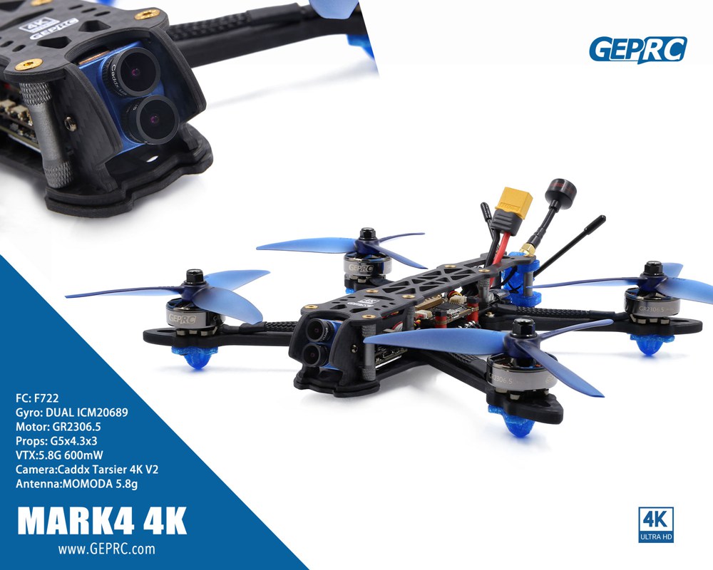 Geprc Mark 4 4K 6S 224mm 5 Inch FPV Racing Drone With SPAN F7 50A BLheli_32 5.8G 600mW VTX Caddx Tarsier V2 Cam PNP