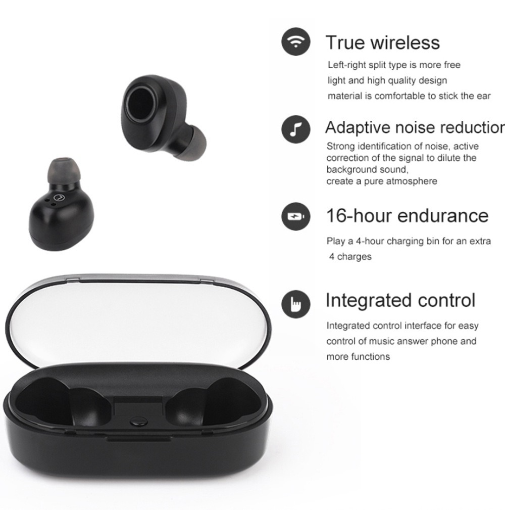 J29 Bluetooth 5.0 TWS Earbuds Siri Used Independently Noise Reduction Volume Adjustment - Black