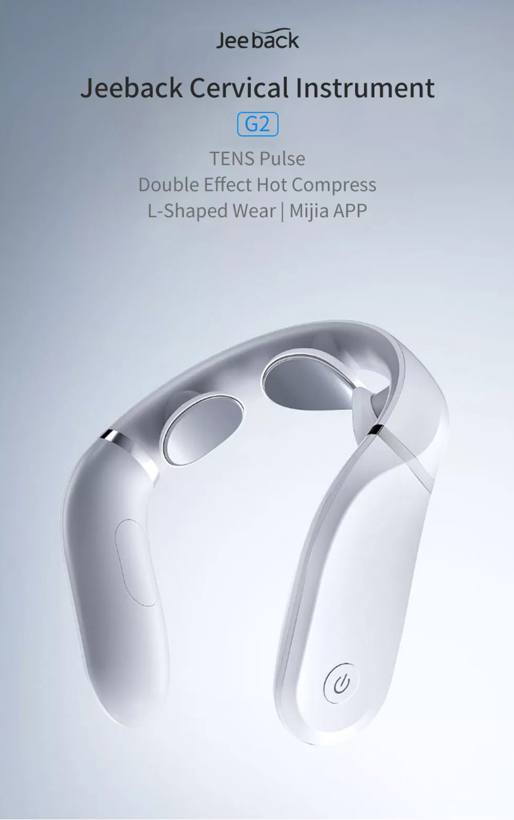 Jeeback G2 L-shaped Neck Massager APP Remote Control 3 Head Infrared Heating Cervical Instrument From Xiaomi Youpin - White