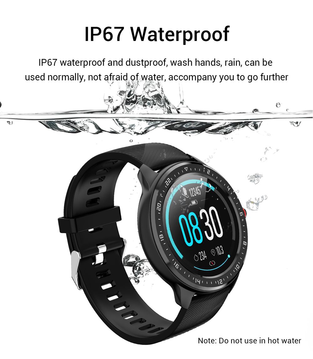 Makibes Z06 Smartwatch 1.3 Inch TFT Screen IP67 Waterproof Blood Pressure Heart Rate Sleep Monitor Silicone Strap - Black