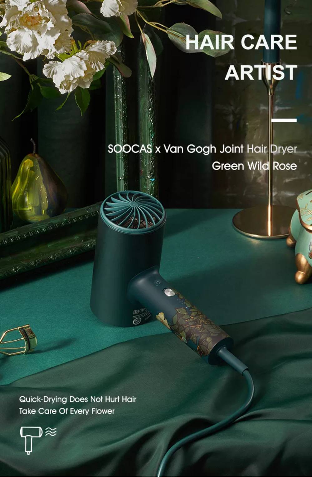 SOOCAS H3S 1800W Electric Negative Ion Hair Dryer From Xiaomi Youpin - Green