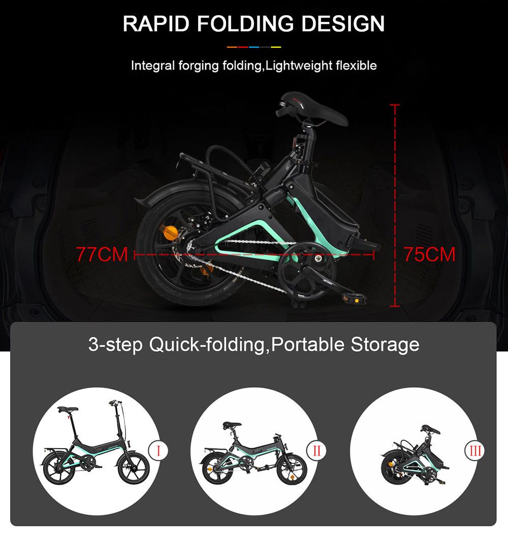 Samebike JG7186 Portable Folding Smart Electric Moped Bike 250W Motor Max 25km/h 16 Inch Tire - Orange
