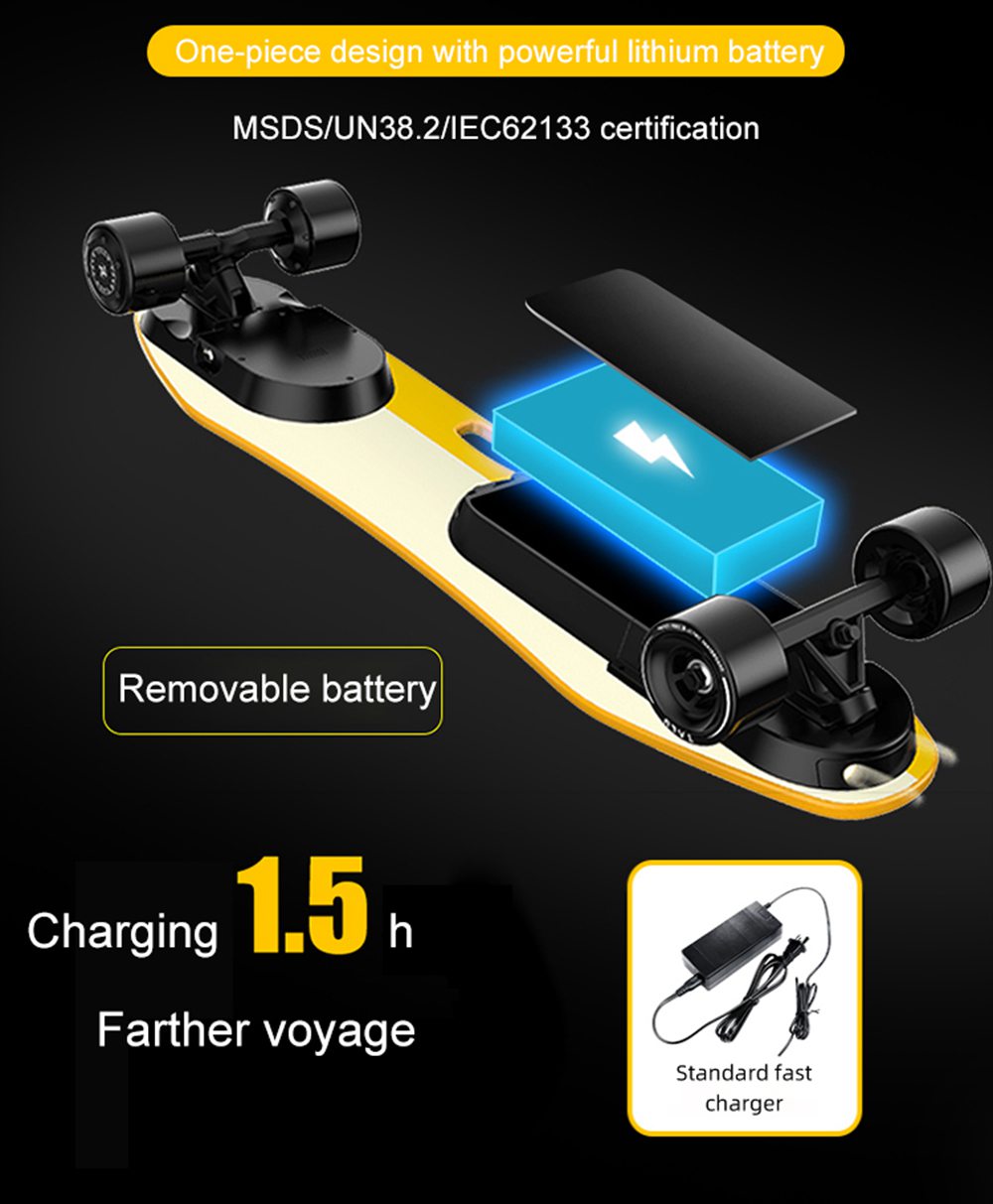 TALU TL-A001 Electric Skateboard 83mm Detachable Tires 360W Motor LG 99.6WH Battery Max 30km/h Speed Up To 15km Range Body Control For Adults - Black