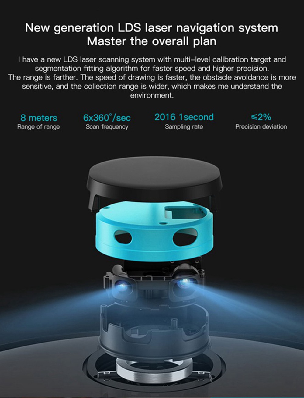 Xiaomi VIOMI V2 Pro Vacuum Cleaner 2100Pa LDS Laser Navigation EU Plug Without 550ml Water Tank - Gray