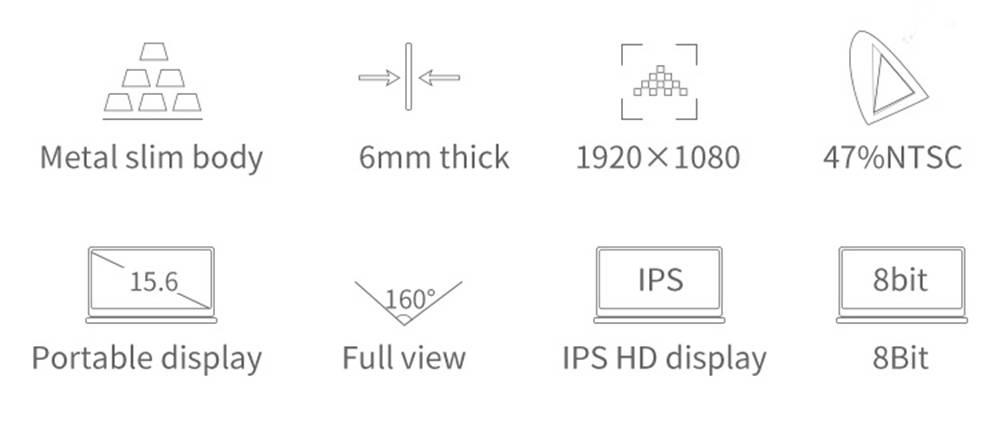 AOSIMAN  ASM-156FC  Portable  Monitor  15.6  Inch  IPS    HDR  Touch  Screen  1920*1080  Resolution  Full  Metal  Body  Type-C+Mini  HDMI  Dual  Port  -  Black