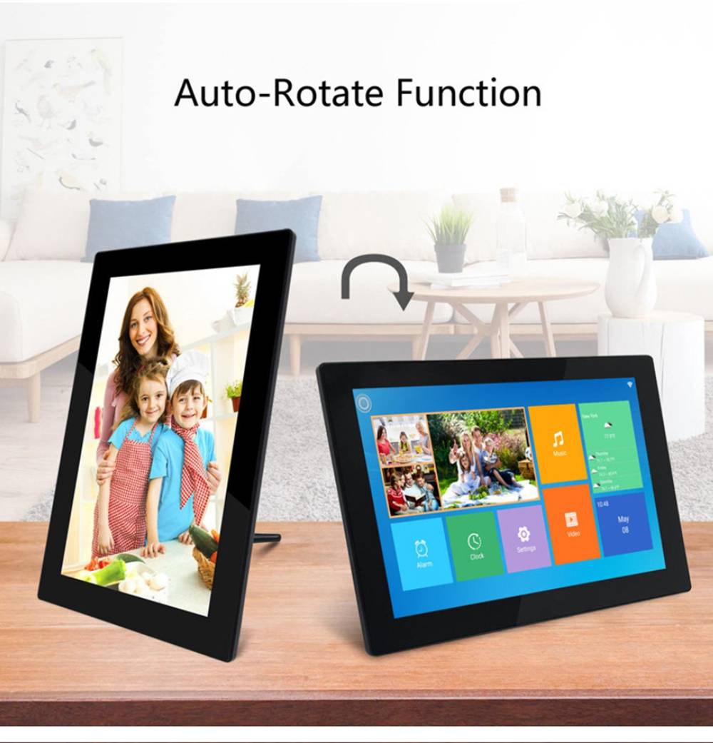 WF1010 10.1'' WiFi Cloud Digital Photo Frame 800x1280 IPS Touch Screen 1GB/16GB Facebook/Twitter/Email/APP Sharing Time and Weather Display - Black