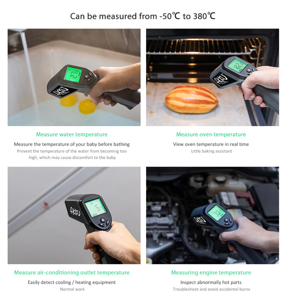 Xiaomi AKKU AK332 HD Non-contact Infrared Laser Thermometer Temperature Measuring Tool - Grey