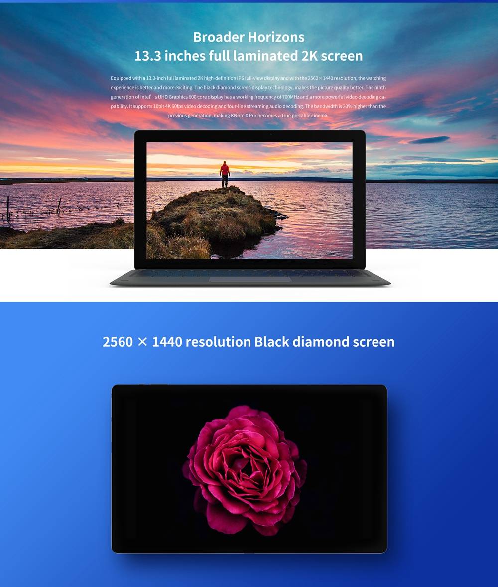 ALLDOCUBE KNote X Pro  Tablet Laptop Intel Gemini Lake N4100 13.3 Inch 1080P FHD Screen Windows 10 8GB RAM 128GB ROM - Grey