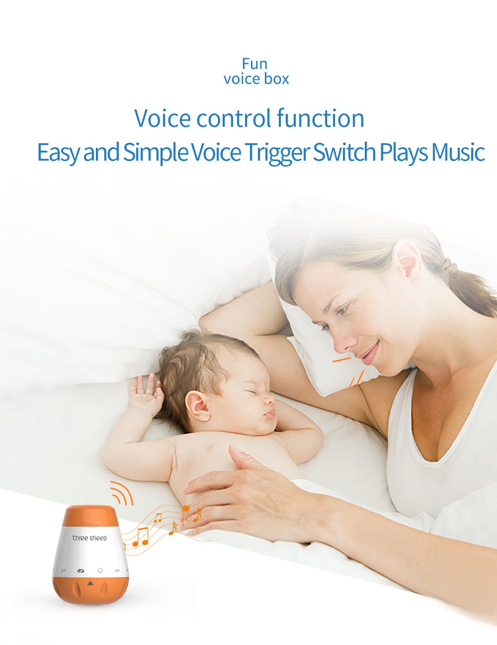 Three Sheep K1 Portable White Noise Machine USB Charging Sleep Therapy For Adults Baby - Orange