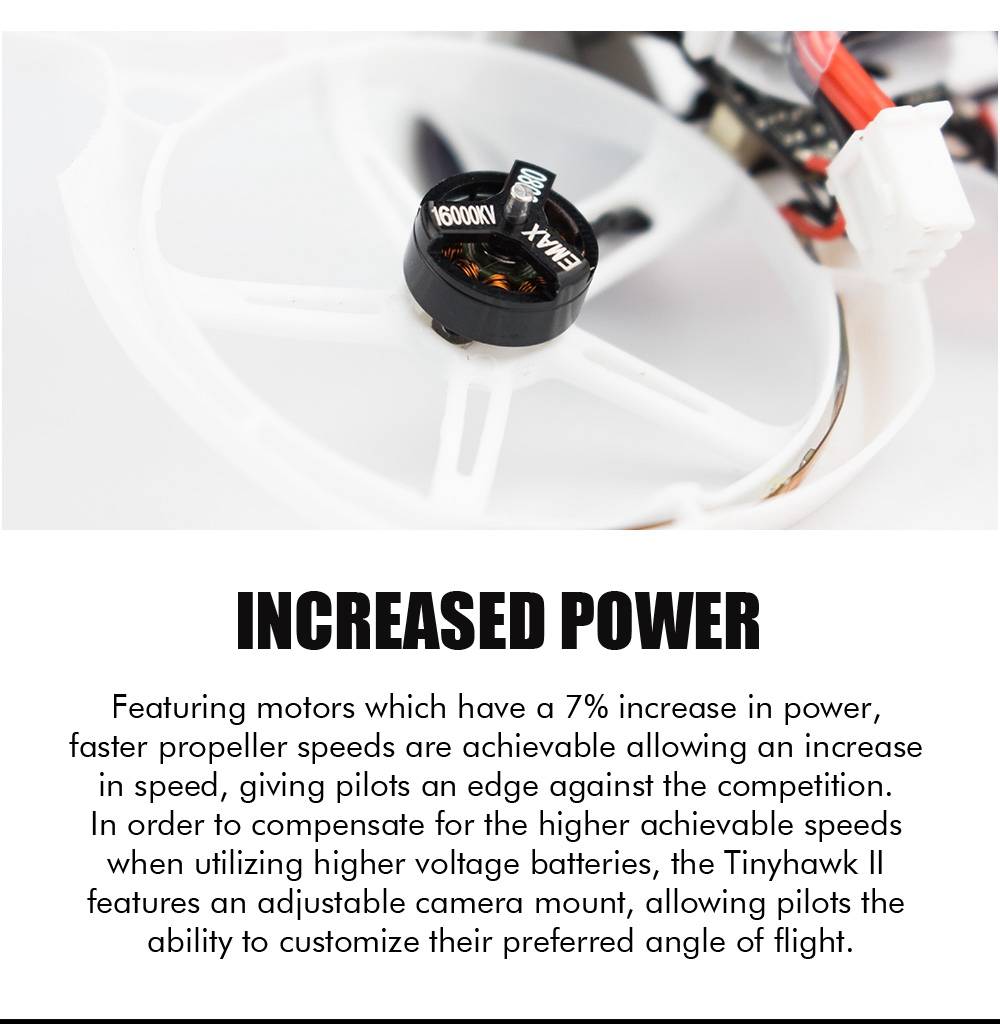 Emax Tinyhawk II Indoor FPV Racing Drone With F4 4-in-1 5A 37CH 200mW RunCam Nano 2 Adjustable Camera LED BNF - White